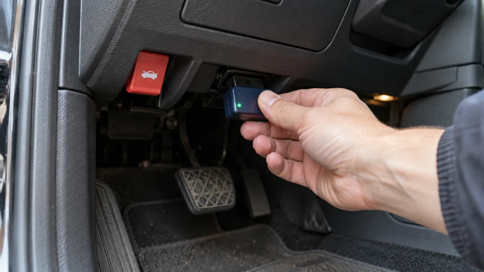 OBD cihazının sürücü tarafındaki torpido altı OBD soketine takılması